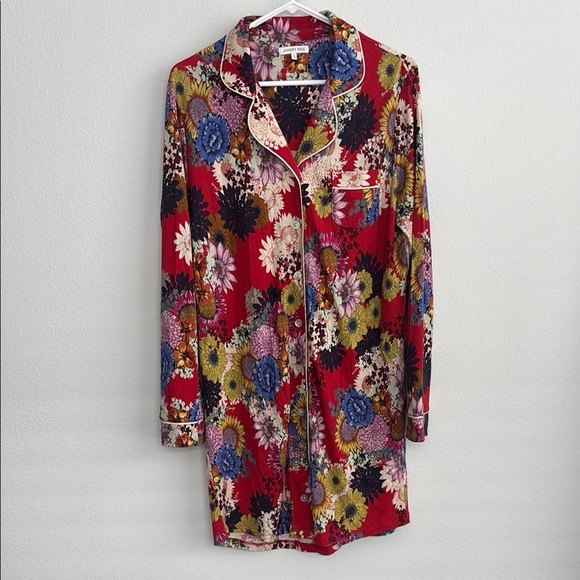 Johnny Was Button Down Sleepwear Shirtdress - Picture 1 of 4